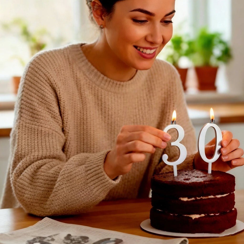 Reusable Digital Birthday Cake Candle Holders Stainless Steel Numeric