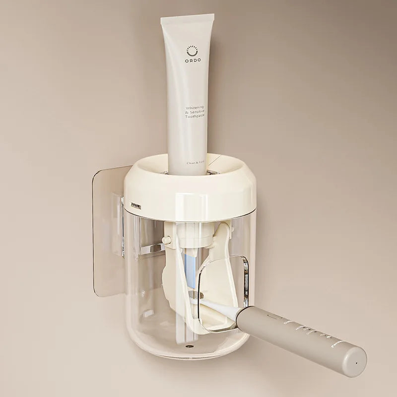 Punch-free Electric Toothbrush Box Toothpaste Squeezer Toothbrush Holder Anti Dust Air Dry Side Shelf for Small Toiletries Zpaxo