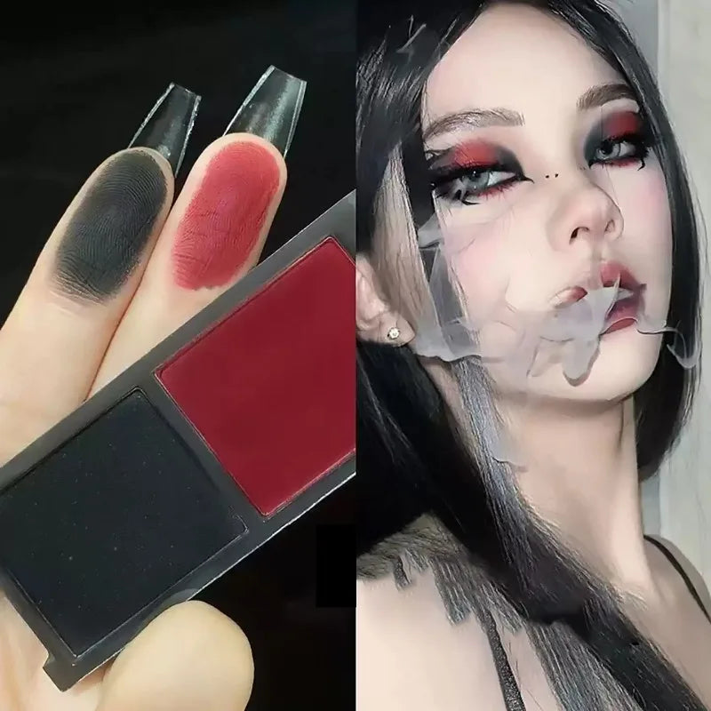 Two-color Black Red Eyeshadow Palette Multifunctional Makeup Silky