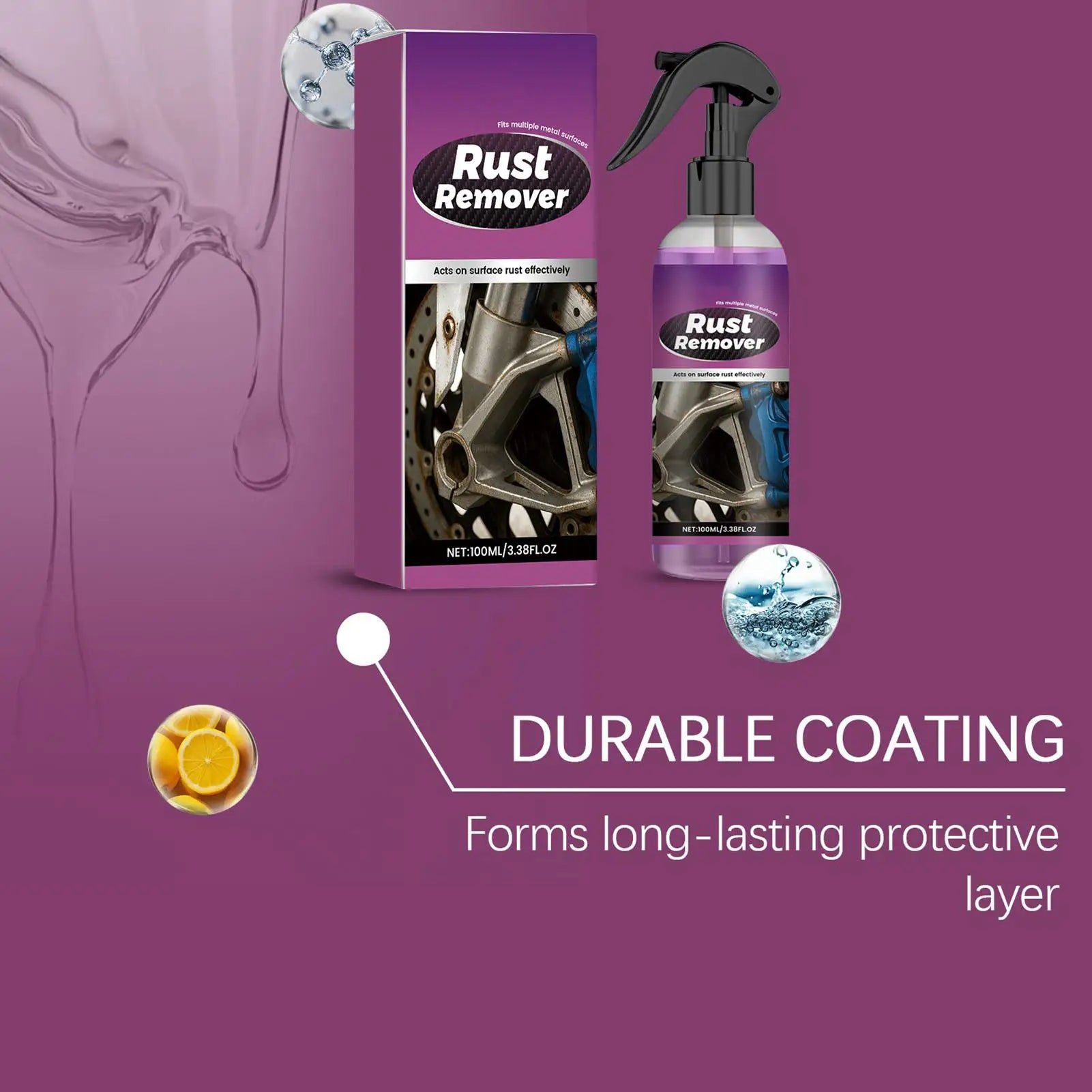Car Rust Remover Auto Exhaust Pipe Rust Derusting Spray Quickly Car Wheel Hub Care Clean Metal Iron Prowder Stain Removal Agent Zpaxo