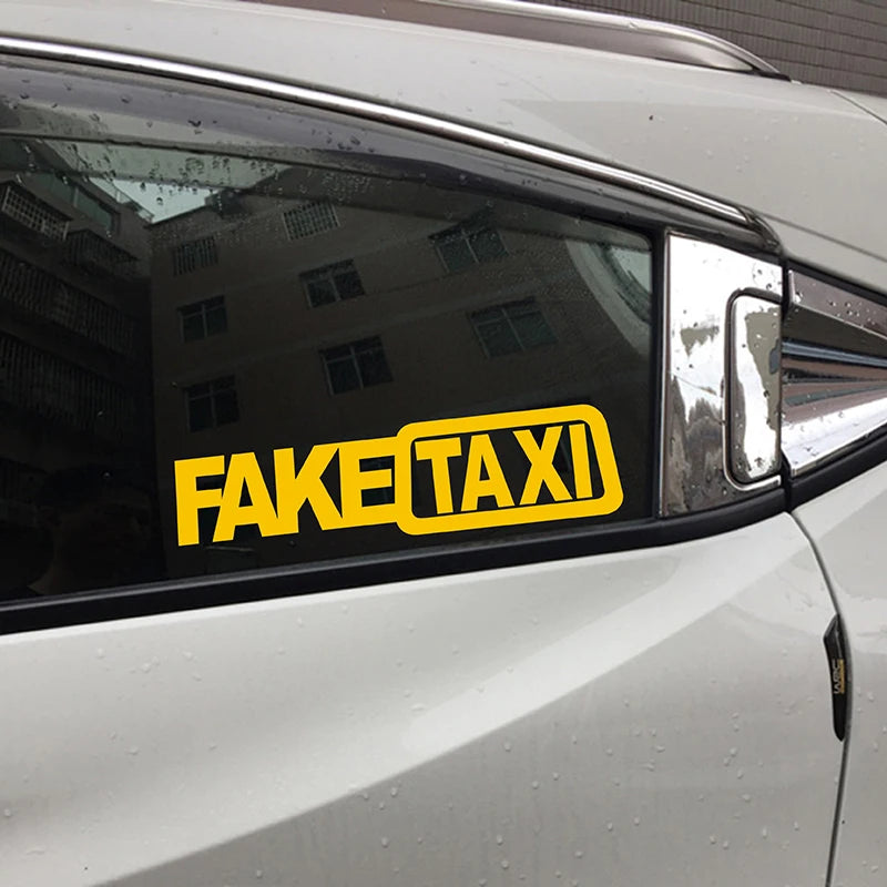 Funny Fake Taxi Car Vinyl Sticker – Self-Adhesive Decal Emblem