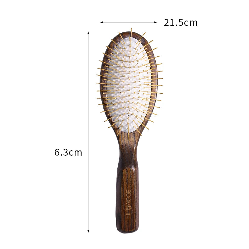 BOOMSLIFE Personalized Logo Metal Needle Wood Hair Brush For Women Hair Detangling Metal Pin Comb Massage Scalp Hair Comb Zpaxo Matel brush -A China Mainland