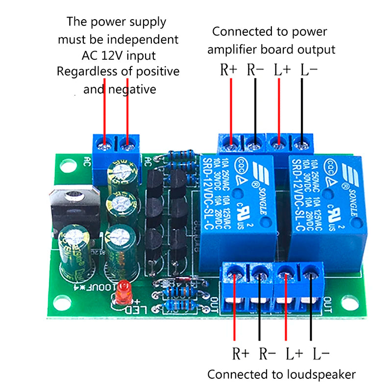 Audio Speaker Protection Board Boot Delay DC Protect Kit DIY Double Channel Zpaxo