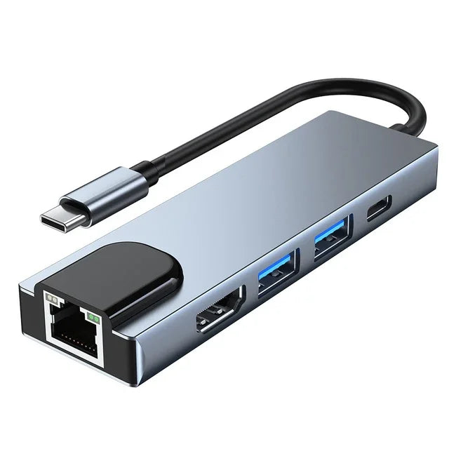 USB C Hub Adapter Laptop 1 RJ45 Connector VGA Cable Display Port HDMI Zpaxo 5 IN 1
