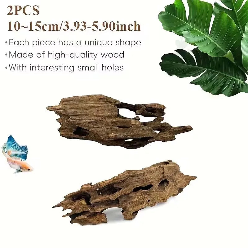 Natural Driftwood Aquarium Decoration – Porous Fish Tank Wood Aquarium Driftwood Zpaxo 10-15CM 2PC