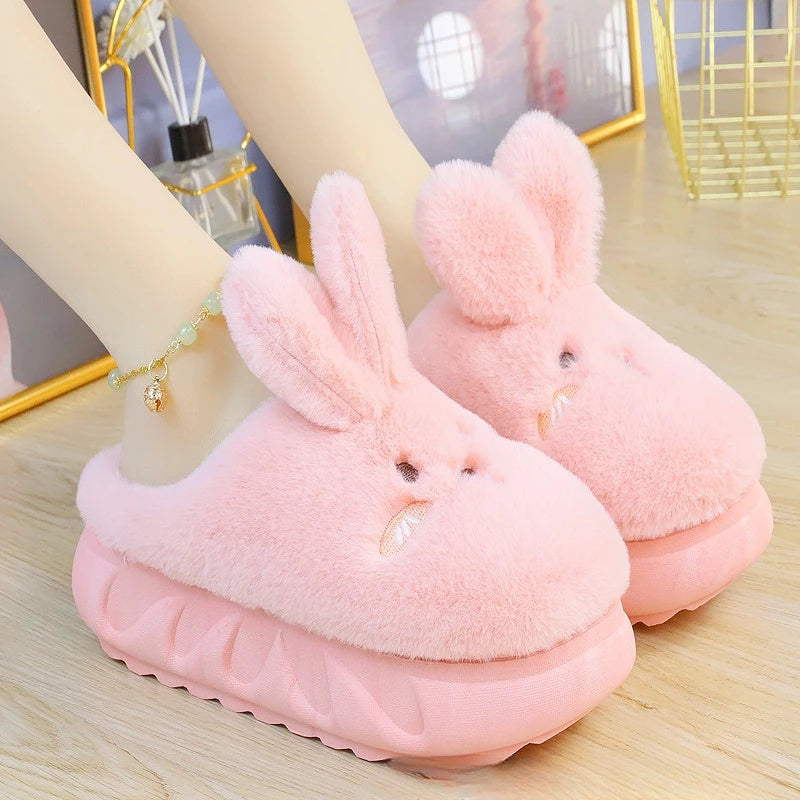 White Rabbit Hare Slippers Women's Cute Animal Platform Home Mules Zpaxo