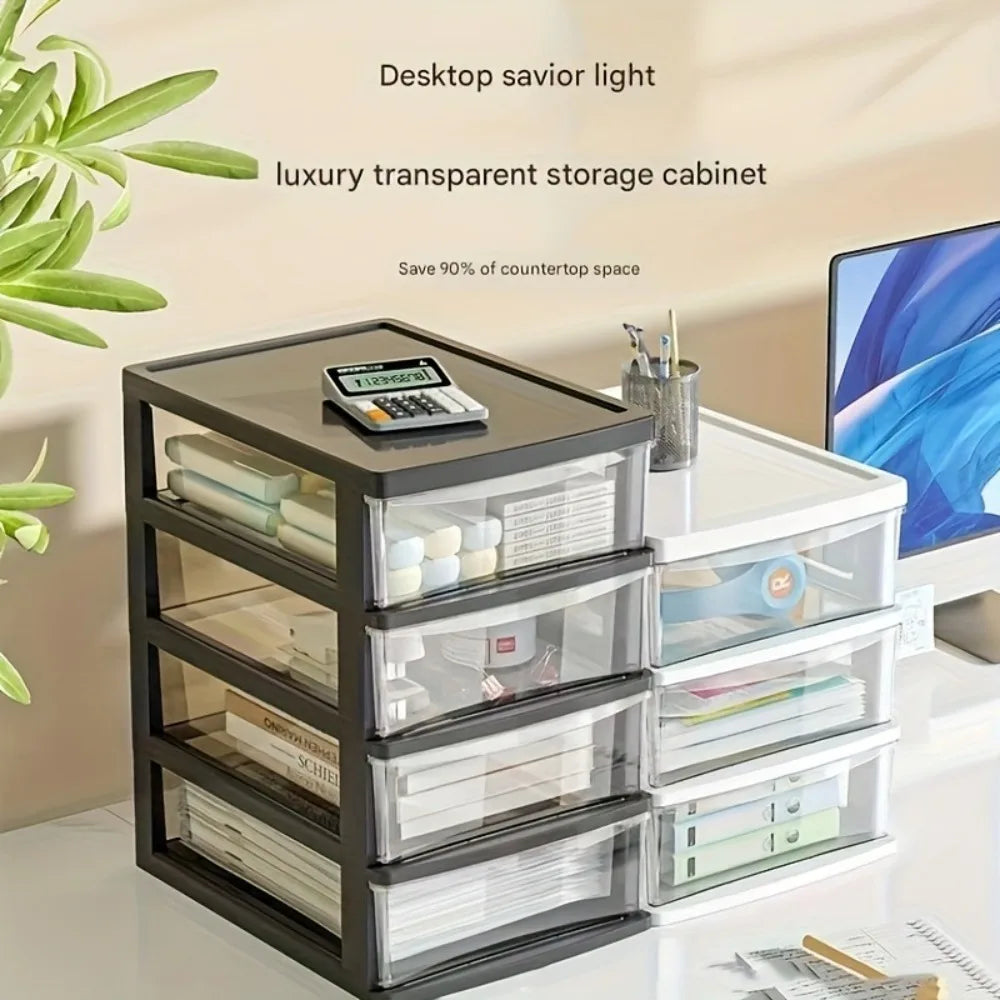4 Layer Transparent Desktop Storage Box Suitable Organizing Office