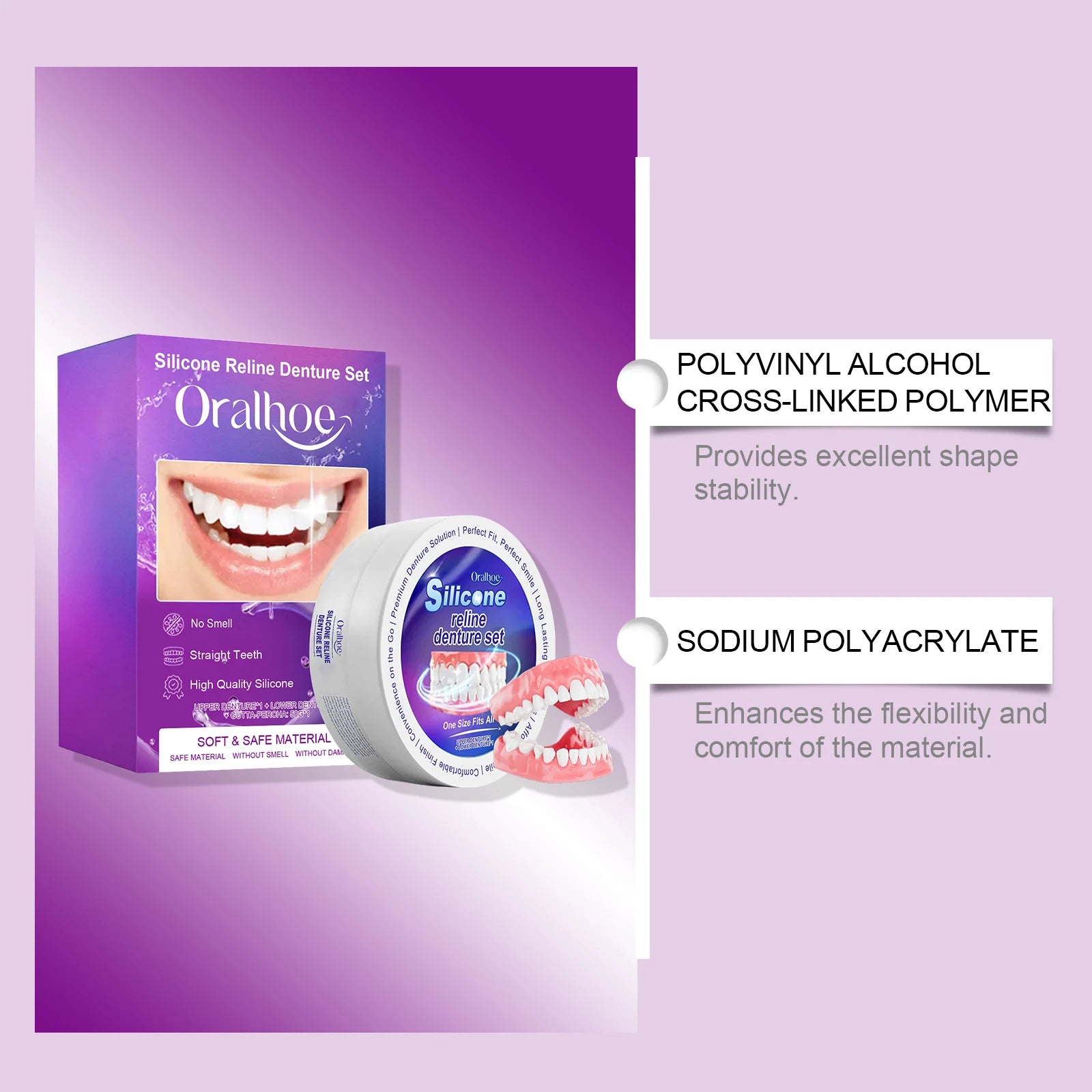 Silicone Denture Set Fit Temporary Orthodontic Teeth Dentures Fake Tooth Oral Hygiene Care Whitening Dentures Simulation Braces Zpaxo