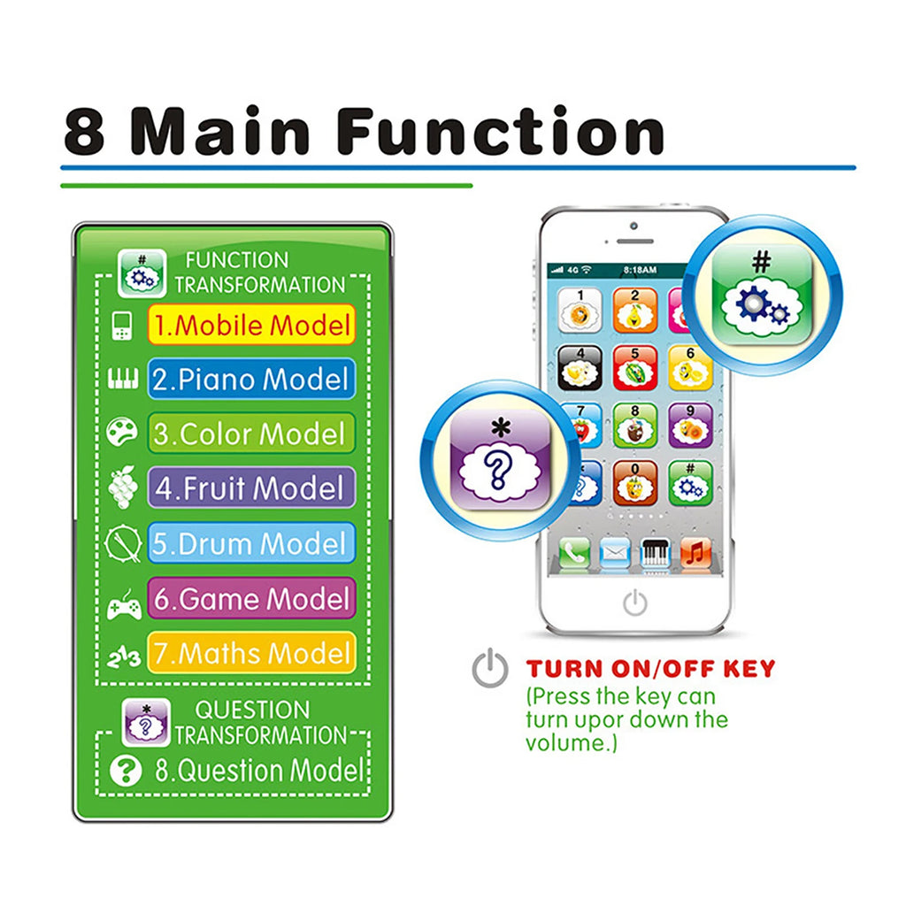 Baby Early Educational Toy English Learning Machine Music Light Touch Screen Mobile Learning Phone Toy Early Child Development Zpaxo