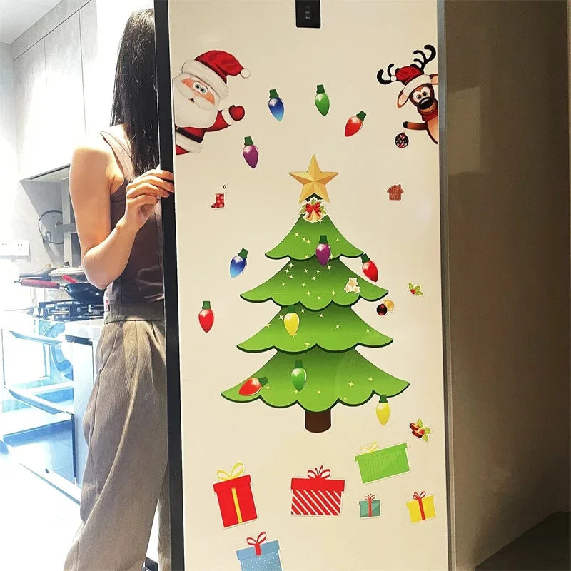 Santa Reindeer Holiday Magnets Magnetic Christmas Tree Refrigerator