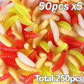 Silicone Maggot Grub Soft Fishing Lures – 50pcs Artificial Worms Soft Fishing Lure Zpaxo DY02-AX5