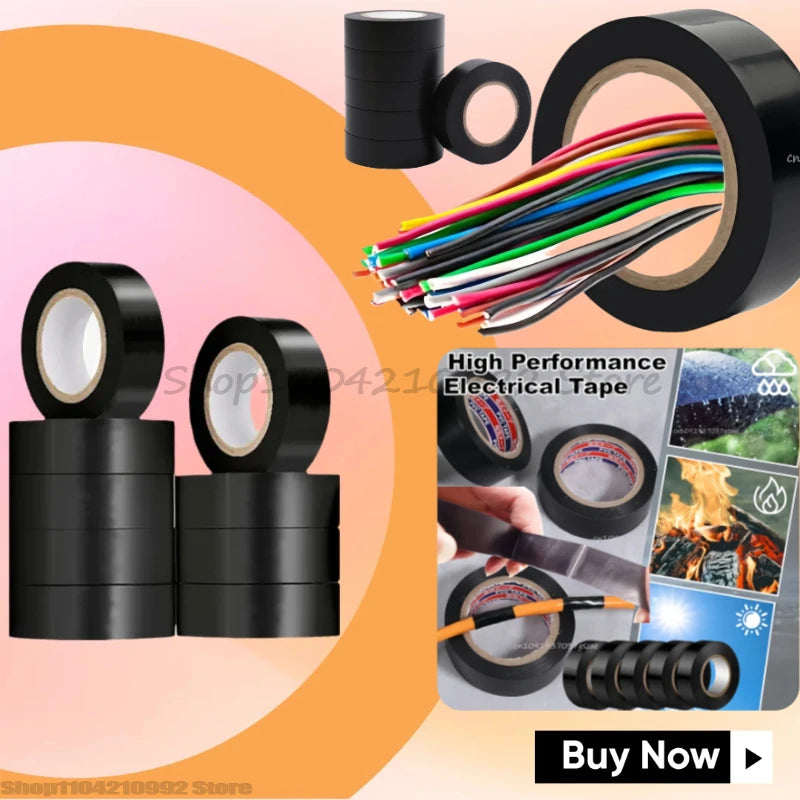 Black Electrical Tape High-Temperature Resistant Electrical Tape Durable Soft Insulating Adhesive Electrical Tape Zpaxo