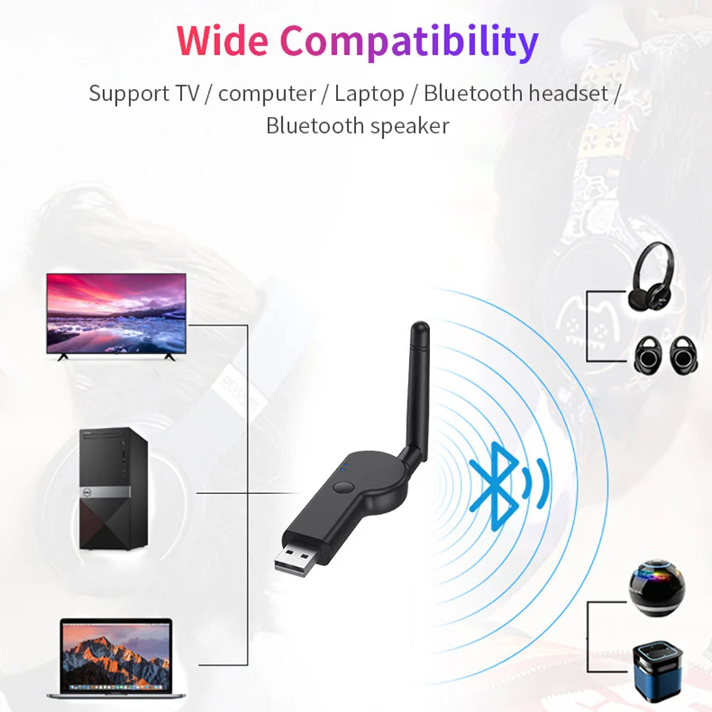 5.2 Bluetooth-Compatible USB Transmitter with External Antenna Computer Audio Transmitter 3.5mm Bluetooth-Compatible Transmitter Zpaxo