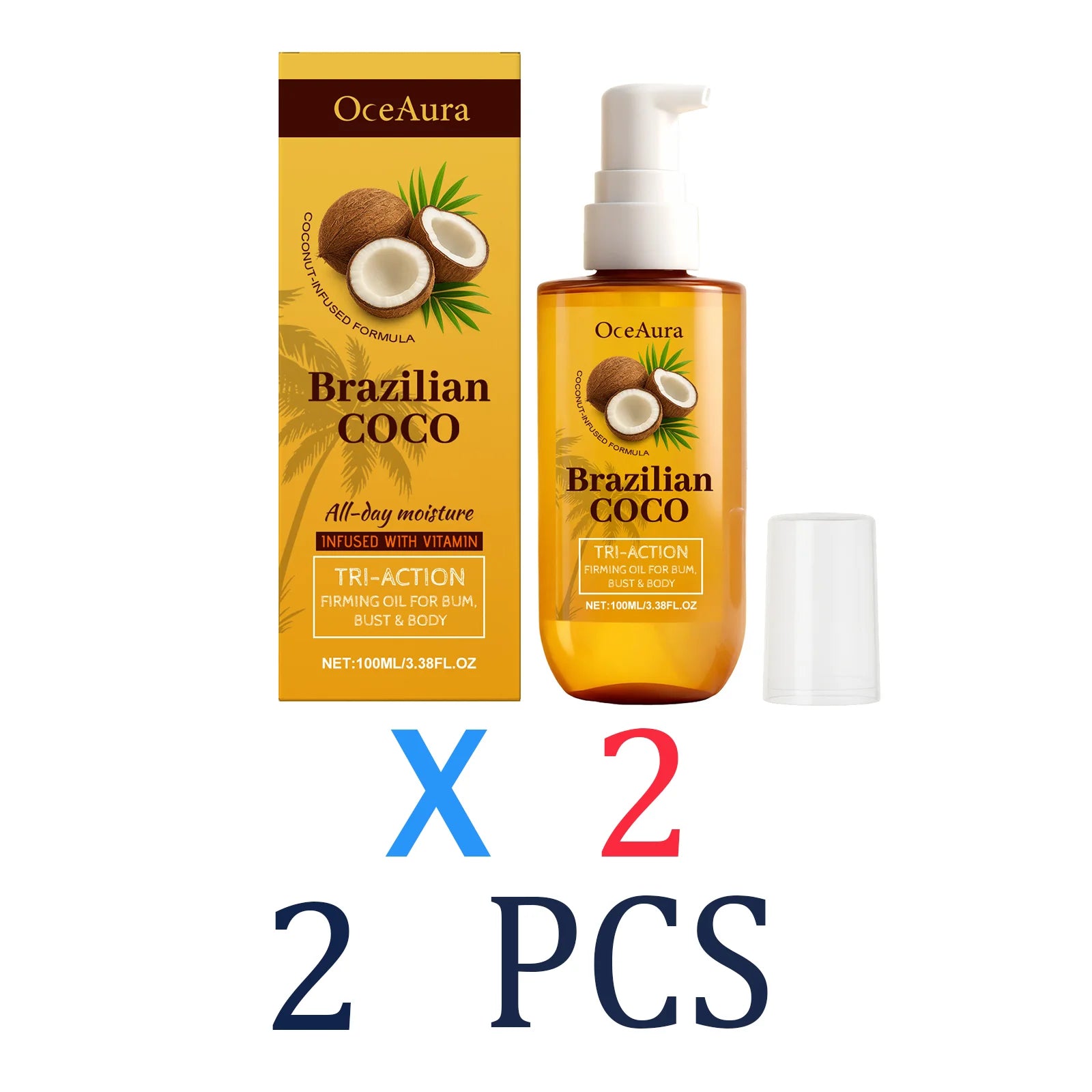 Coconut Body Oil Firming & Moisturizing Skin Care for Body Butt Chest Vitamin Enriched Dry Skin Remedy Nourishing Fast Absorbing Zpaxo 2 Pcs