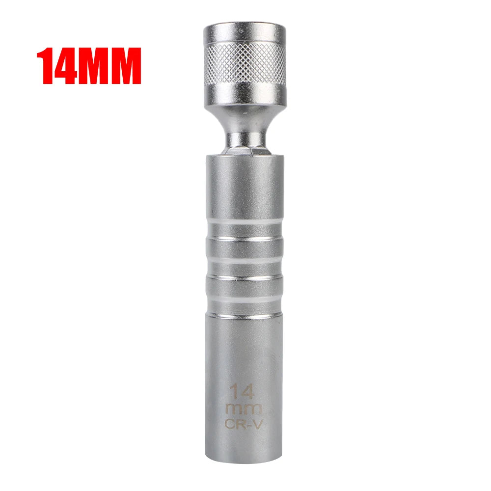 14mm 16mm With Magnetic Thin Wall Universal Joint Spark Plug Socket 12 Angle Flexible Socket Wrench Car Repair Tool Zpaxo 14MM