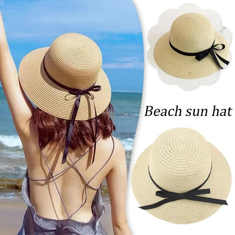 Women's UPF 50+ Foldable Straw Hat Wide Brim Sun Protection Beach