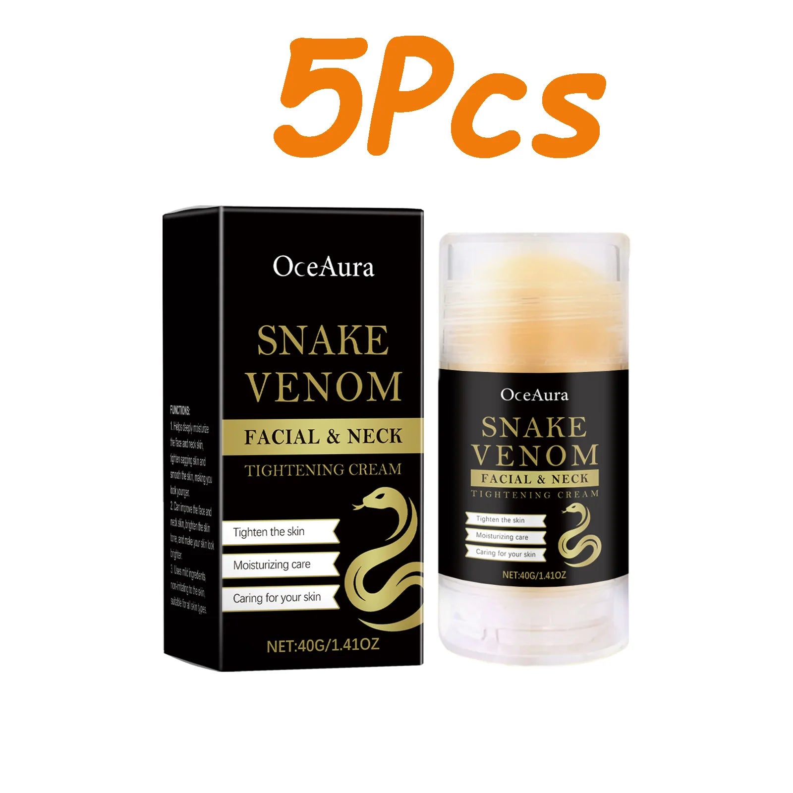 OceAura Snake Venom Neck Firming Cream Stick | Anti-Aging Neck Firming Cream Zpaxo 5 x 40g Boxed