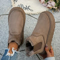 Women Short Plush Warm Snow Boots 2025 New Luxury Designer Shoes Casual Fur Chelsea Ankle Boots Flats Platform Ladies Shoes Zpaxo khaki 36