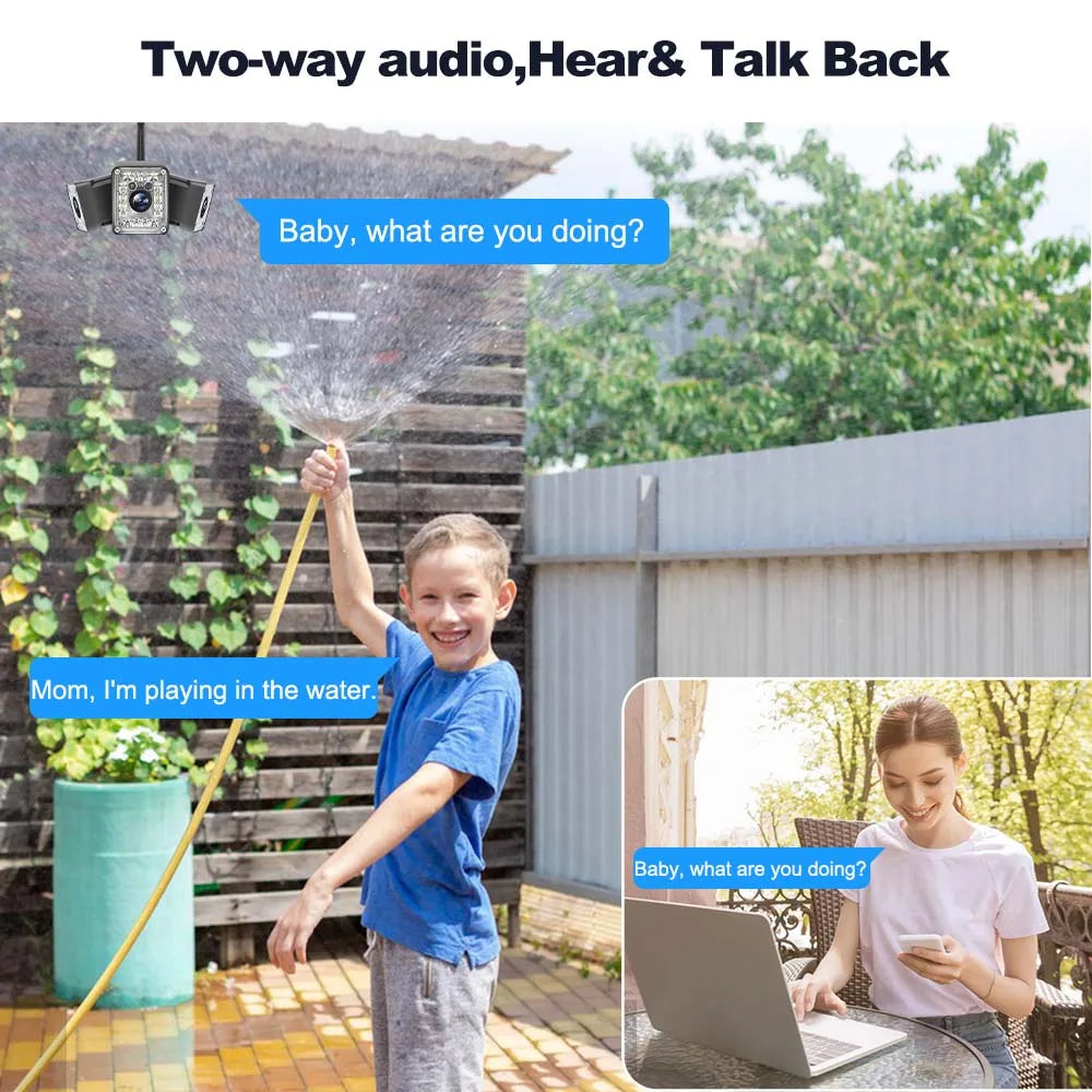 9MP WiFi Outdoor Camera Triple Lens Fixed 250° Wide Angle Panorama Cam Security Protection Motion Detection Video Surveillance Zpaxo