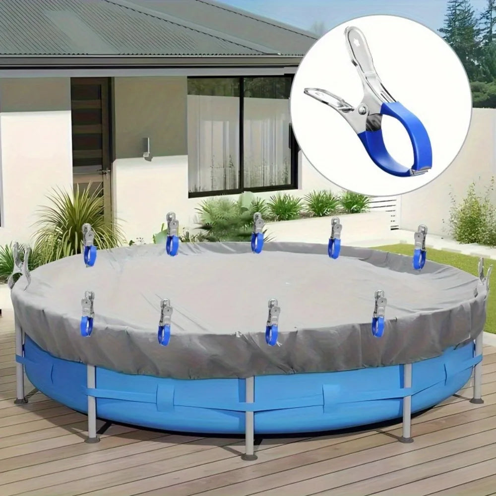 8 15 Stainless Steel Swimming Pool Cover Clips Heavy-duty Windproof