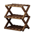Wood Shoe Rack 3-Tier Expandable Adjustable Folding Organizer Wooden