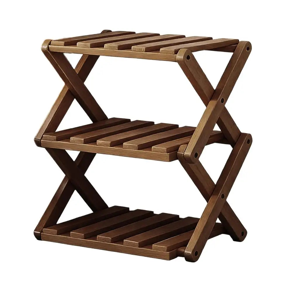 Wood Shoe Rack 3-Tier Expandable Adjustable Folding Organizer Wooden