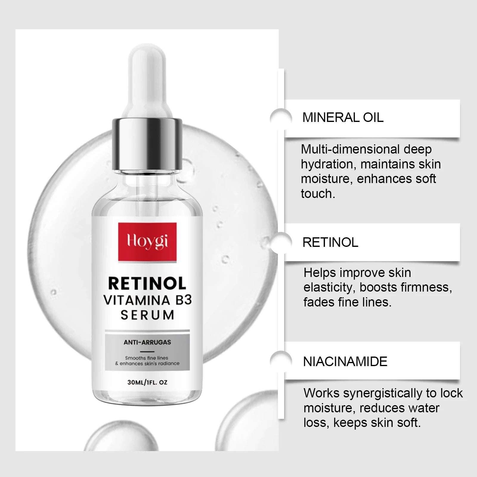 Retinol Essence Anti-Aging Serum Reduces Fine Lines Wrinkle Lifting Firming Brightening Hydrating Facial Serum Skin Care Zpaxo
