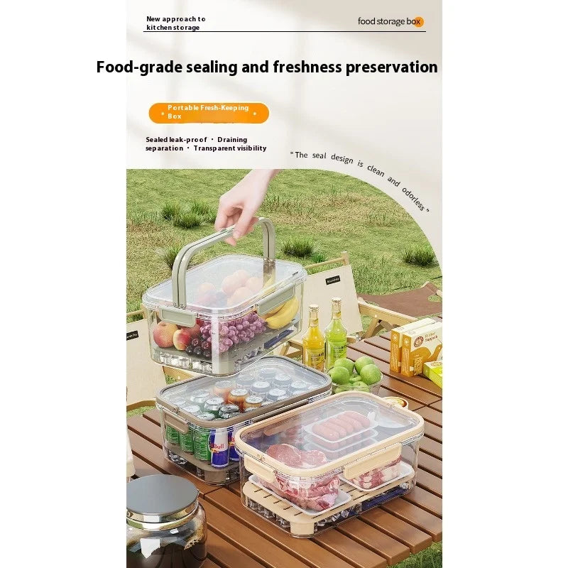 Large Capacity Bento Box, Handheld Portable Fresh-keeping Box for Outdoor Spring Outing, Student Spring Outing Fruit Sealed Box Zpaxo