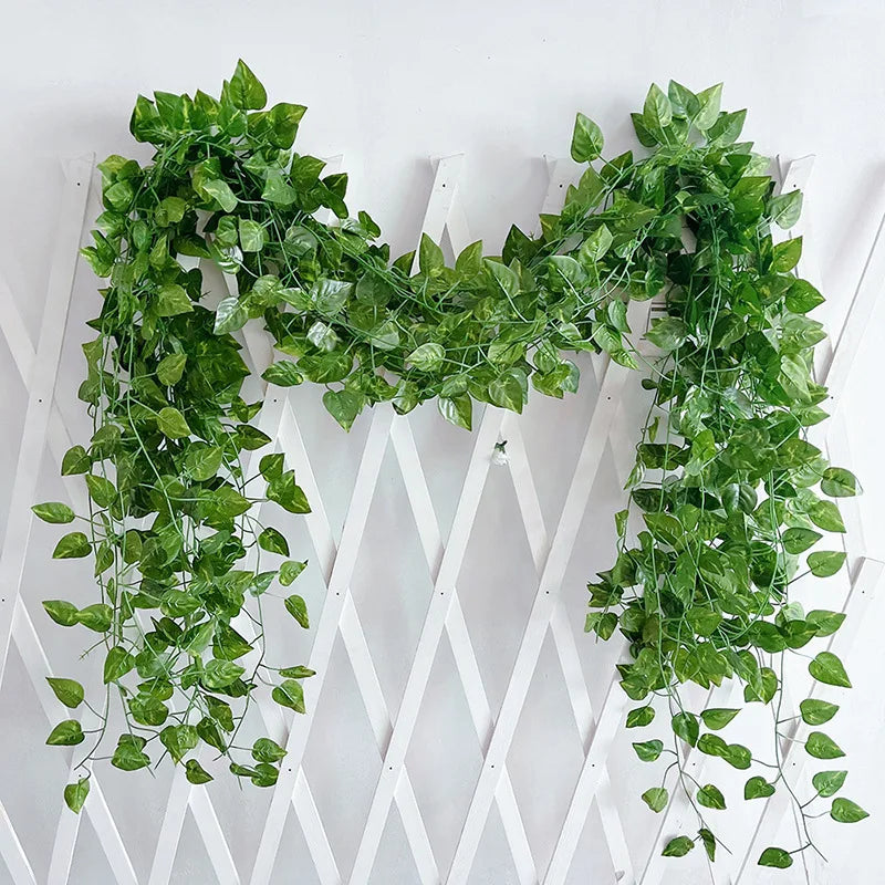 Artificial Liana Vine Fake Plants Lvy Leaves String Wedding Party Zpaxo Green vine 12Pcs