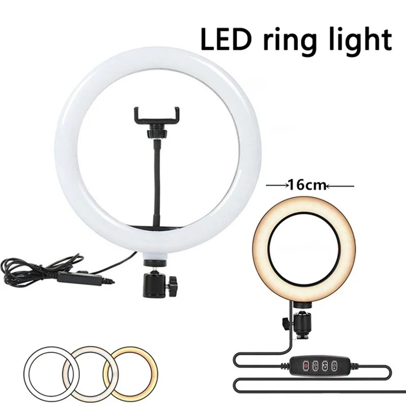 Video Light 16 26 Selfie Ring LED Dimmable Round Fill Lamp Phone Live