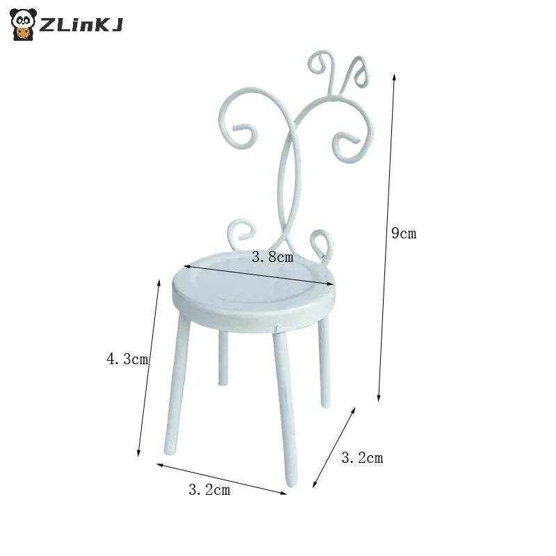 ▶1Pcs 1:12 Dollhouse Miniature Doll Accessories Iron Back Chair Furniture Home Model Decor Toy Doll House Accessories Zpaxo
