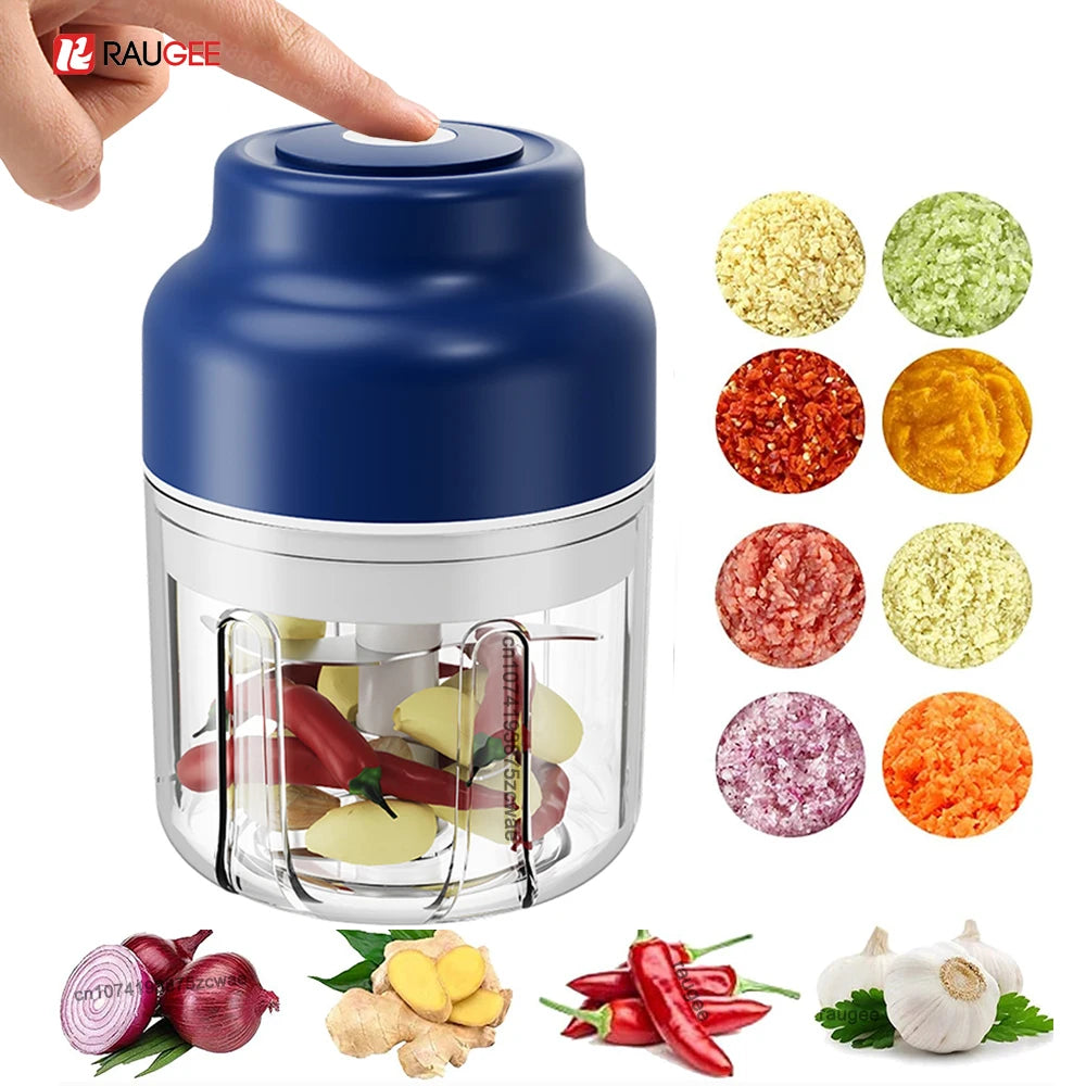 Electric Garlic Chopper Mini Portable Wireless Food USB Rechargeable