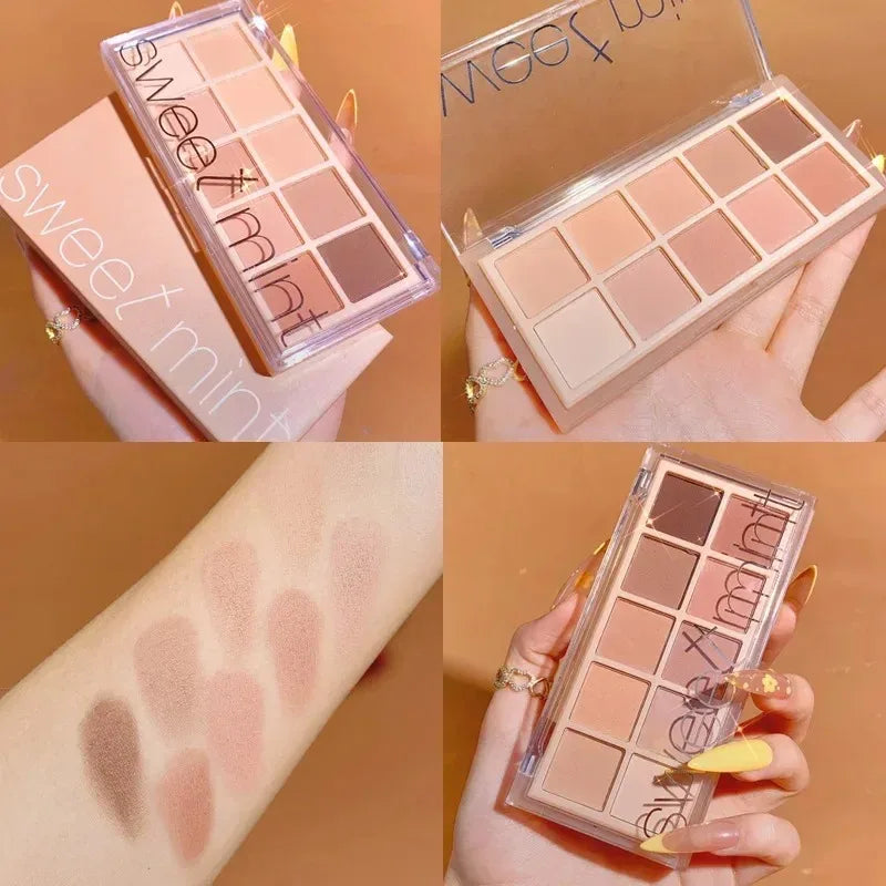 10 Eyeshadow Palette Matte Pearl Fine Shining Pumpkin Tea Milk Earth