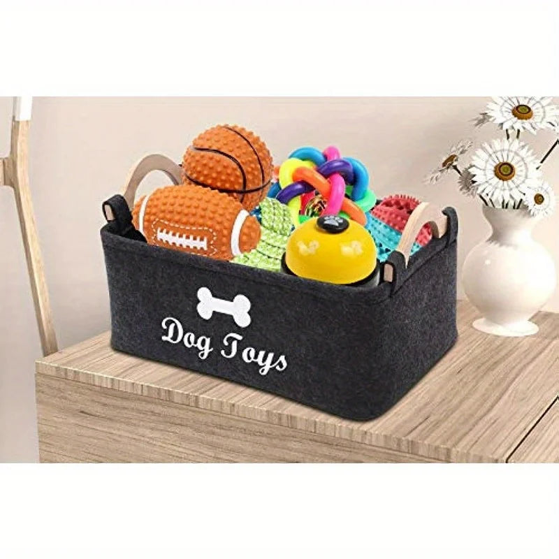 Felt Pet Toy Box, Dog Toy Box, Storage Basket Chest Organizer For Organizing Pet Toys, Blankets, Leashes And Food Zpaxo