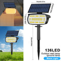 136 LED Solar Spot Landscape Lights Outdoor Waterproof Large Area Lighting Solar Spotlights Garden Pathway Driveway Walkway Zpaxo 136 LED Warm White 1PC