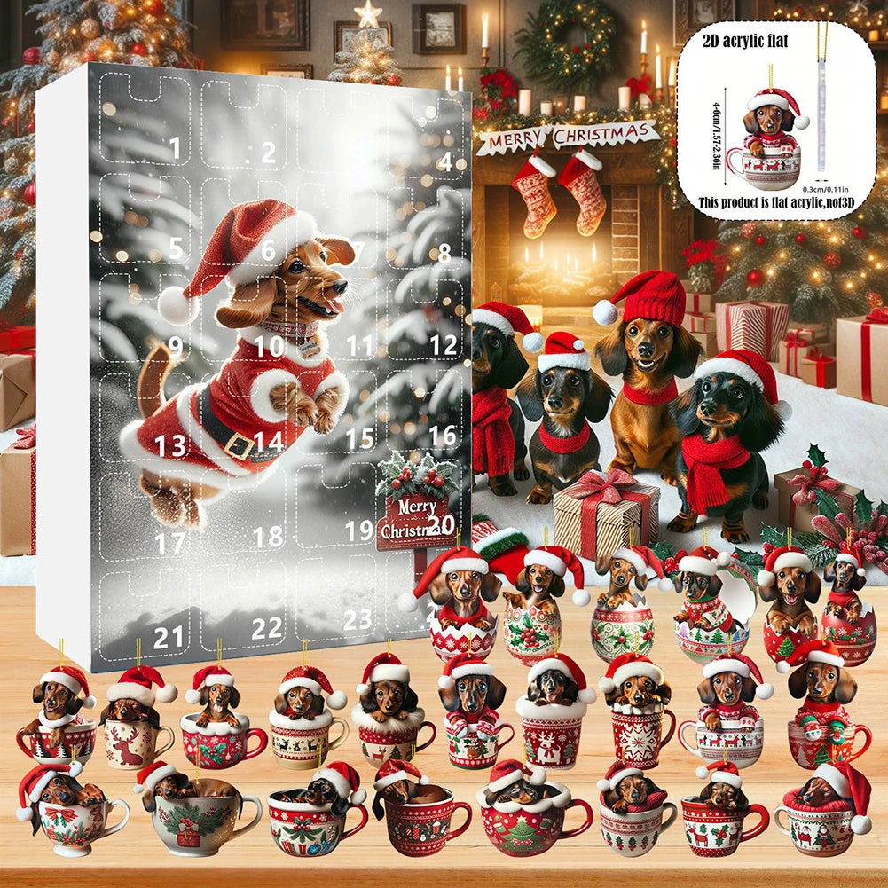 2025 Advent Calendar Dachshunds Christmas Vacation Cute Countdown