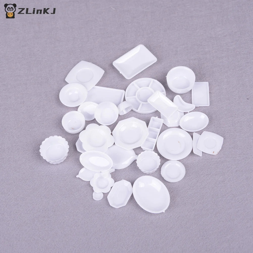 ▶33pcs Mini Dollhouse Miniature Kitchen utensils dish plate tableware Toys Zpaxo