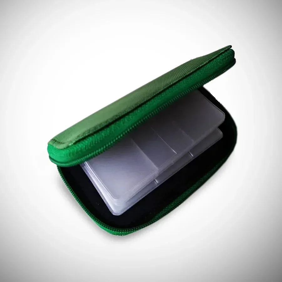 1 Game Memory Card Storage Bag Carrying Case Holder CF SD Micro SDHC Zpaxo green