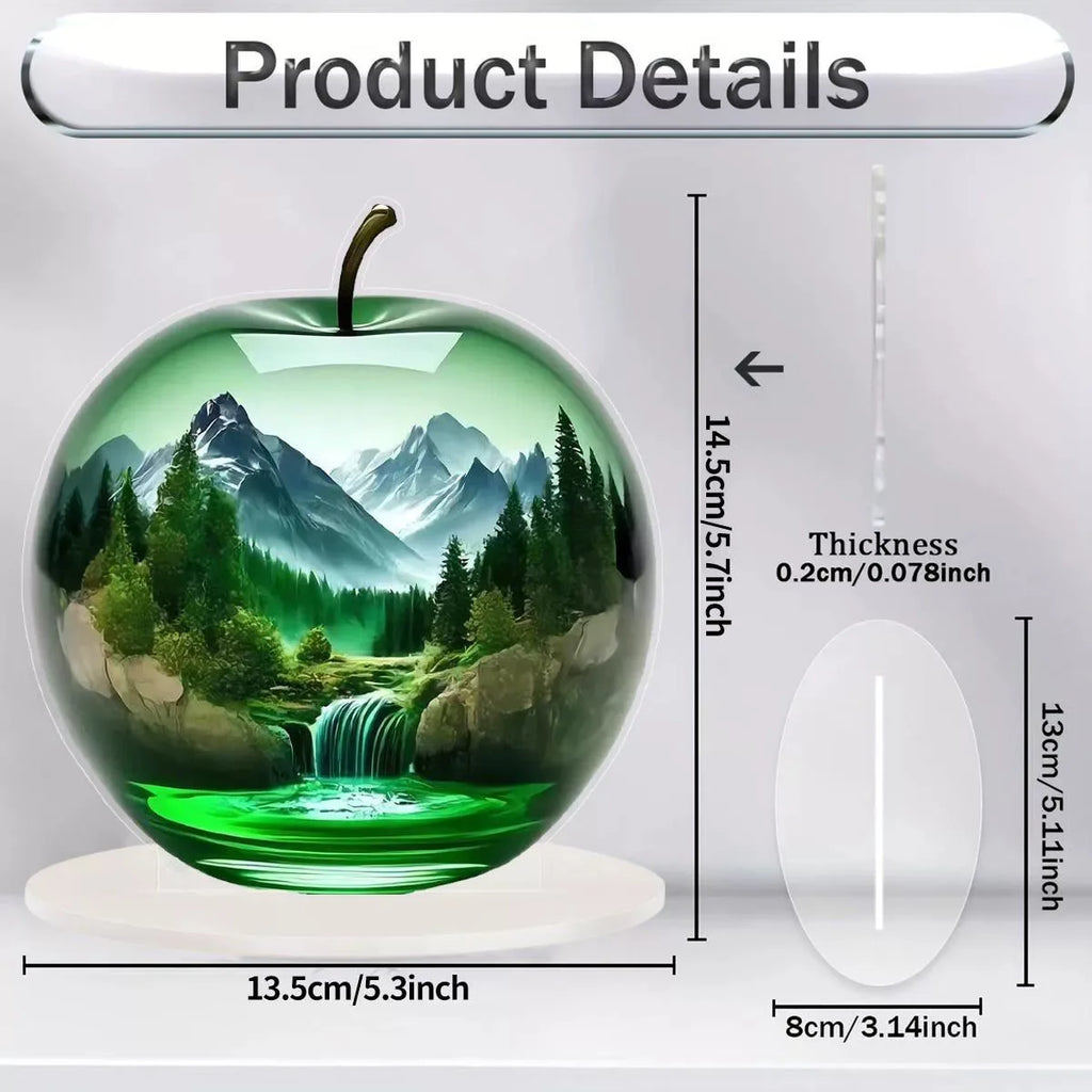 2D Acrylic Apple Landscape Ornament | Tabletop Home Decor