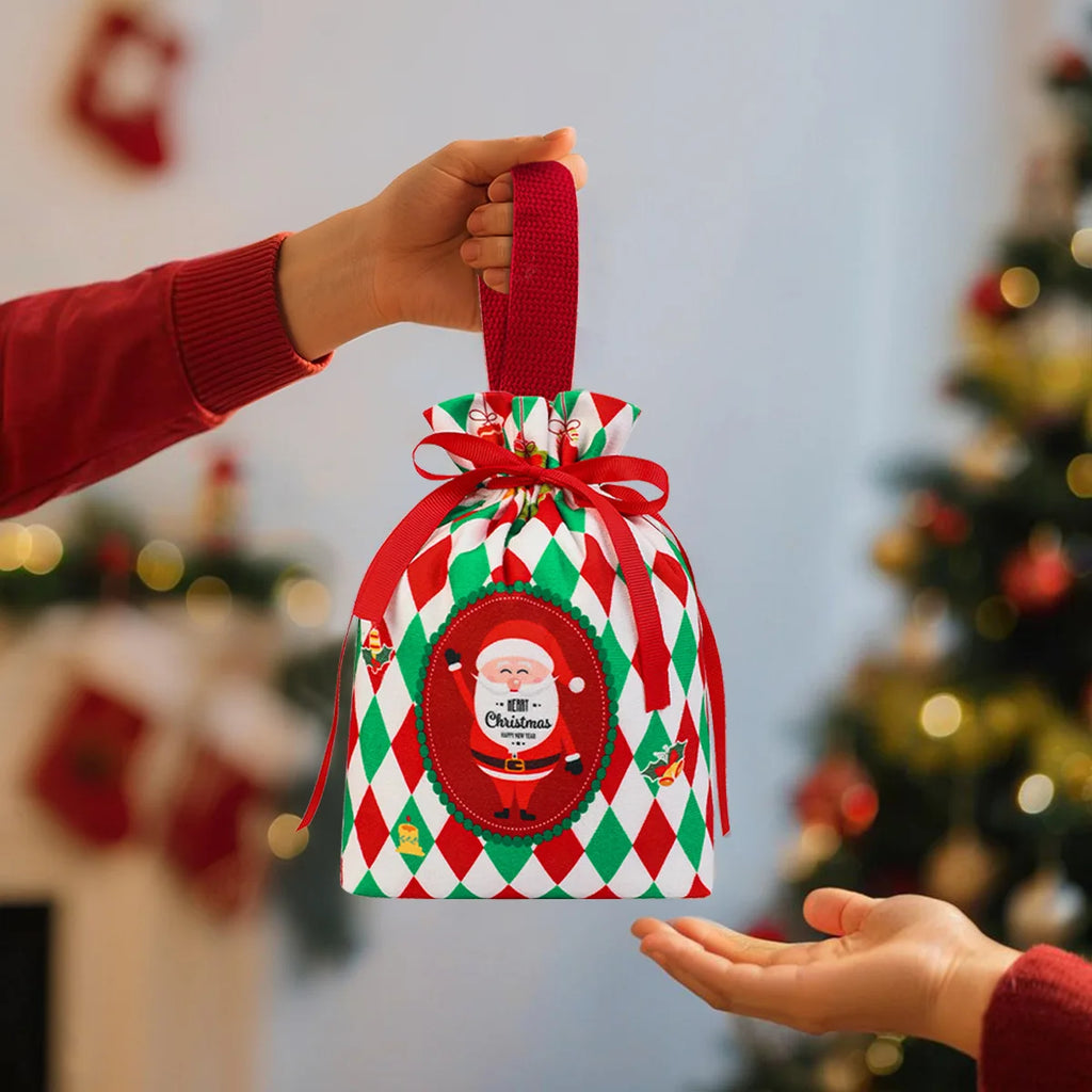 Velvet Christmas Drawstring Gift Bag – Reusable Candy Pouch