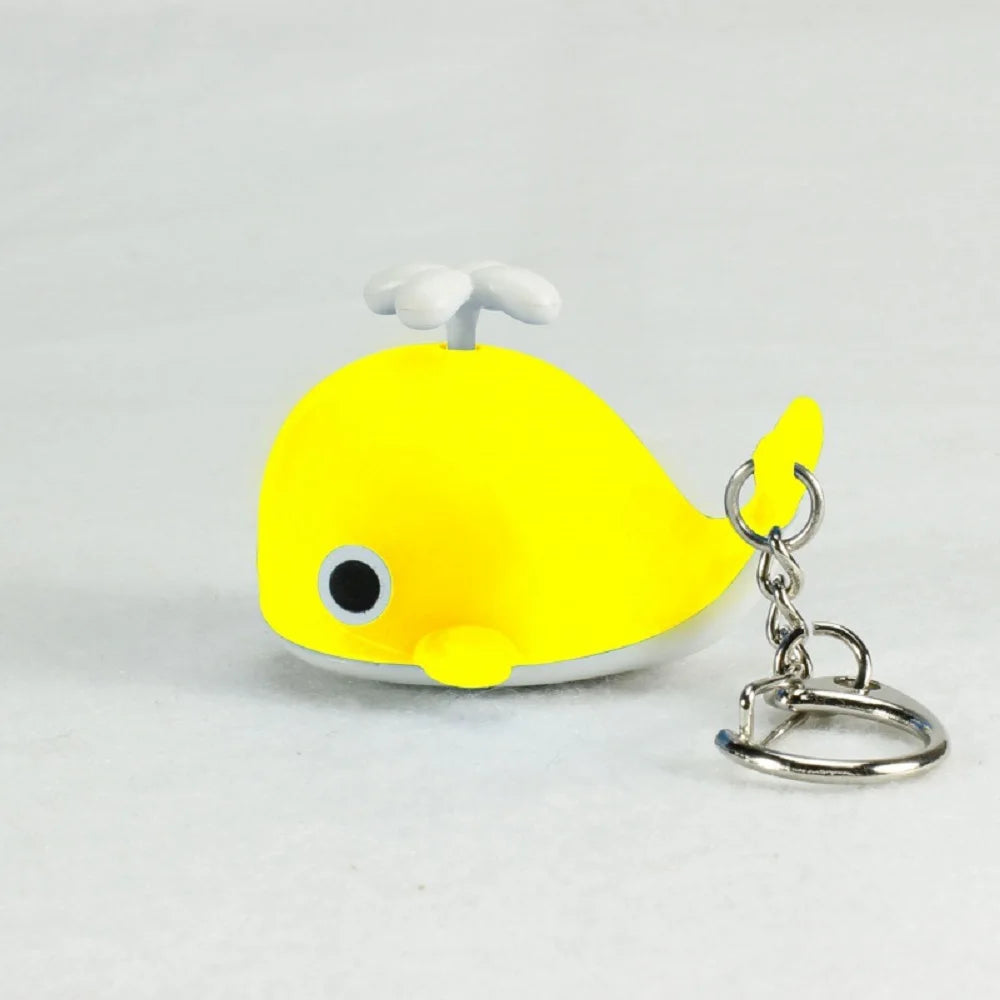 Creative Sounds Light Sea Whale Keychain with Sound Flashlight LED Whale Keyring Cartoon Luminous Animal LED Keychain Small Gift Zpaxo Yellow