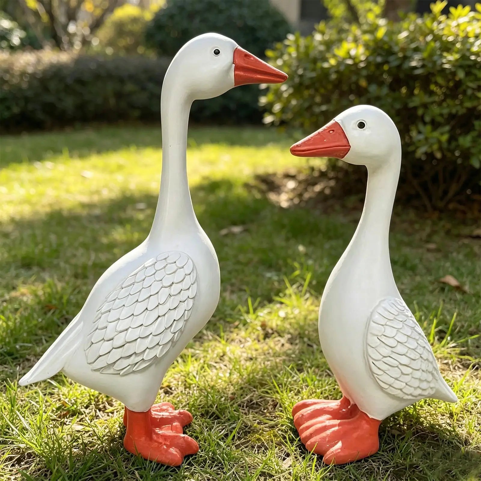 Goose Statue 2 Outdoor Animal Sculptures Yard Lawn Party Patio