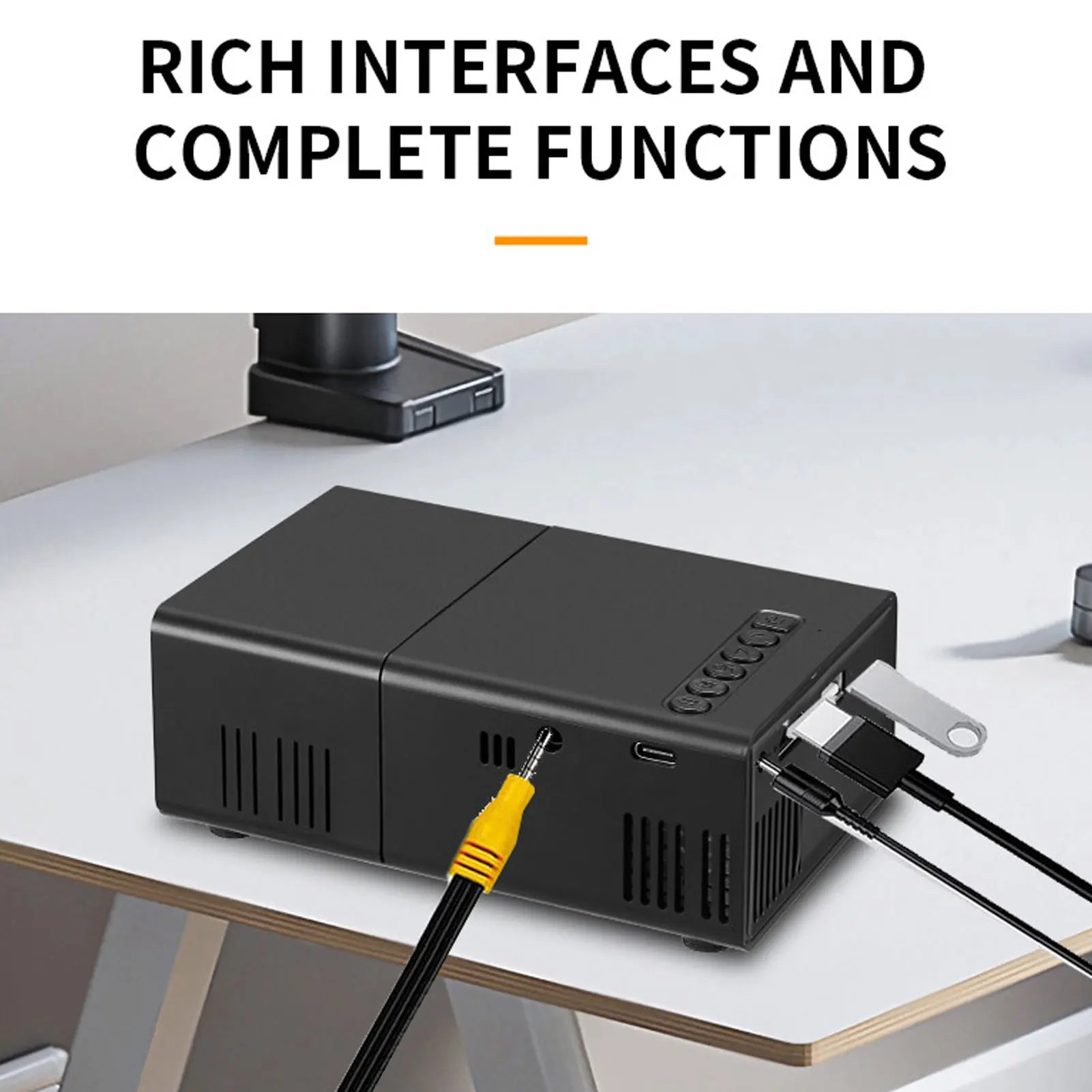 Portable Projector LED Movie 6000lm Brightness Hifi Stereo Speaker HD