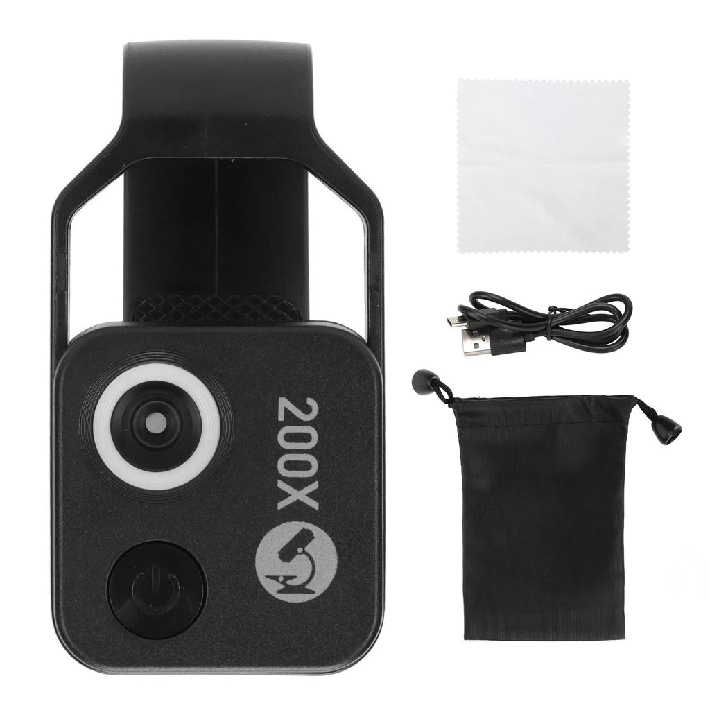 200X Zoom Phone Mini Pocket Microscope CPL Lens LED Light Mobile