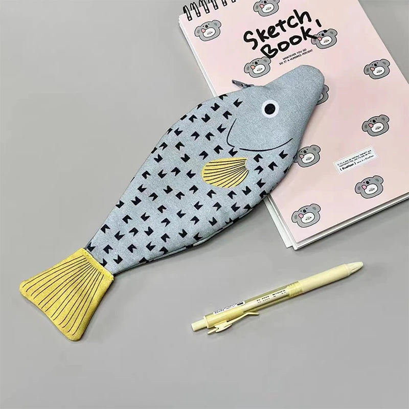 Fish Shape Novelty Pencil Case Pen Bag Coin Purse Funny Pouch Zpaxo