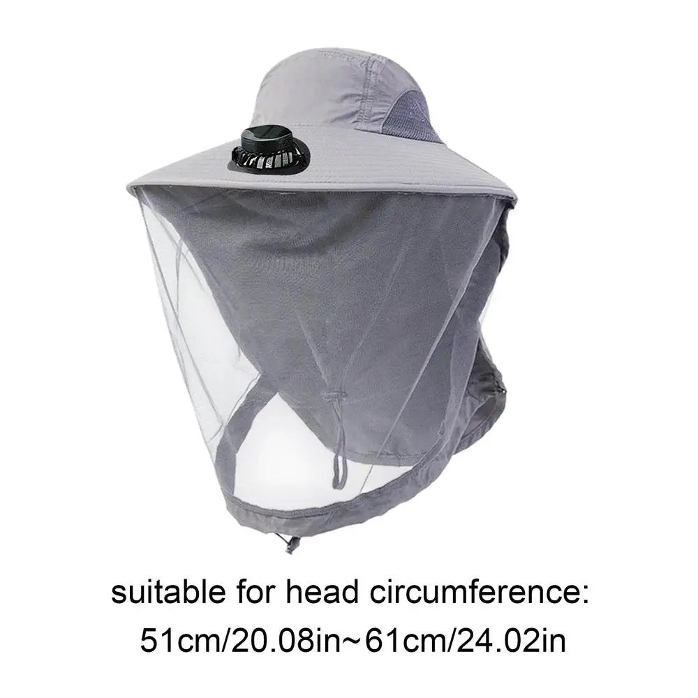 Solar USB Charging Fan Hat Men Wide Brim Sun Personal Cooling Caps