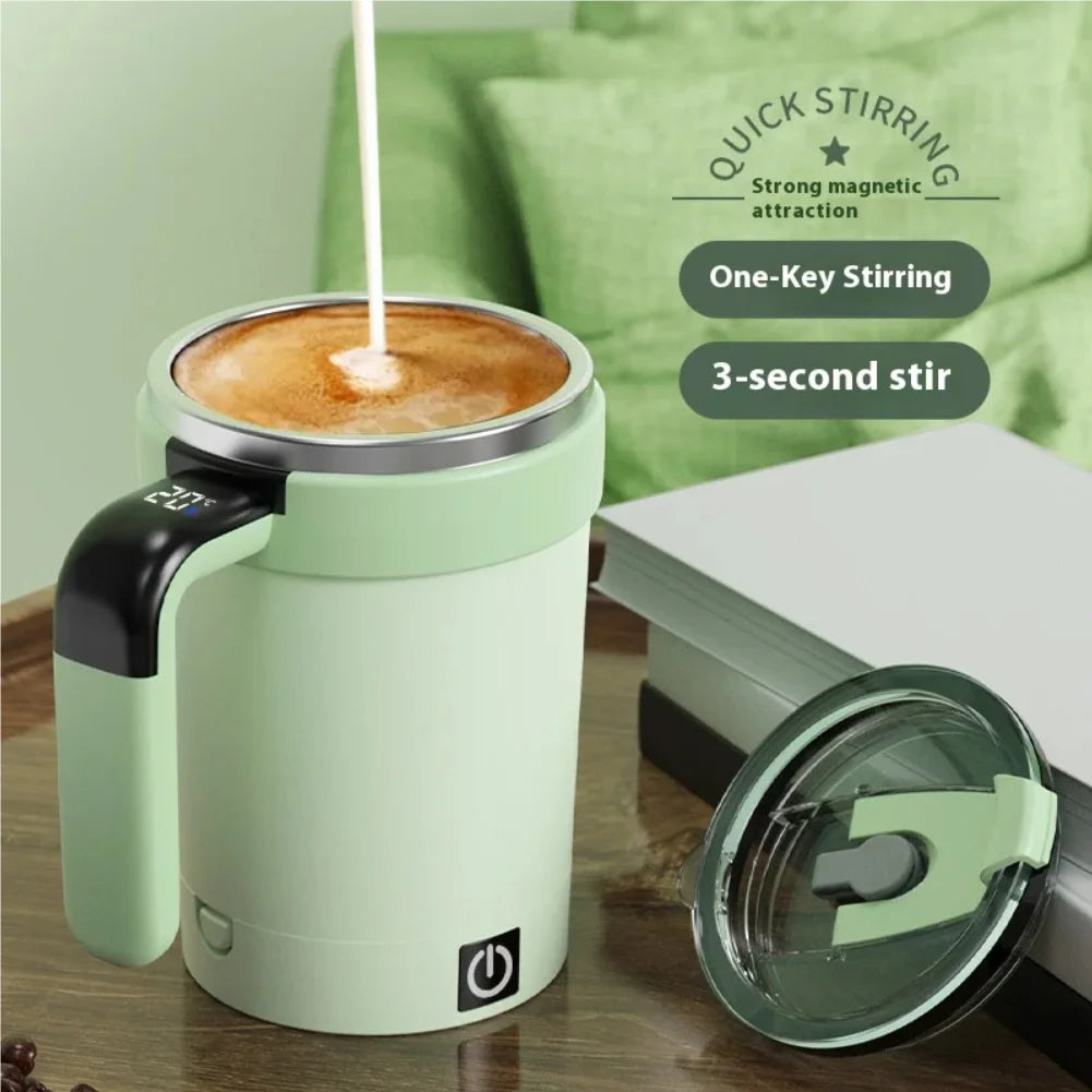 New smart temperature-measuring magnetic automatic stirring cup, electric portable coffee cup, milkshake cup, sports and fitness Zpaxo