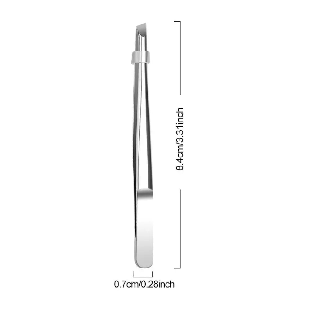Stainless Steel Eyebrow Tweezers Flat Slant Tip Precision Facial Hair Zpaxo