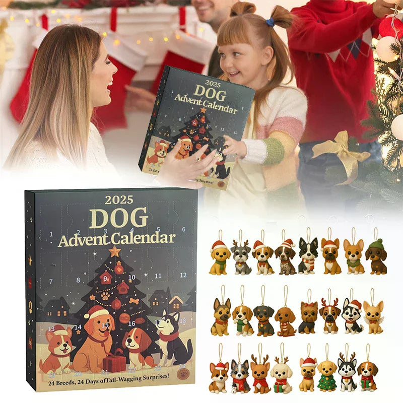 24Pcs 2D Festive Breeds Ornaments - Advent Calendar Dog Advent Calendar For Pets With Reusable Ornaments, Idea For Dog Love Zpaxo