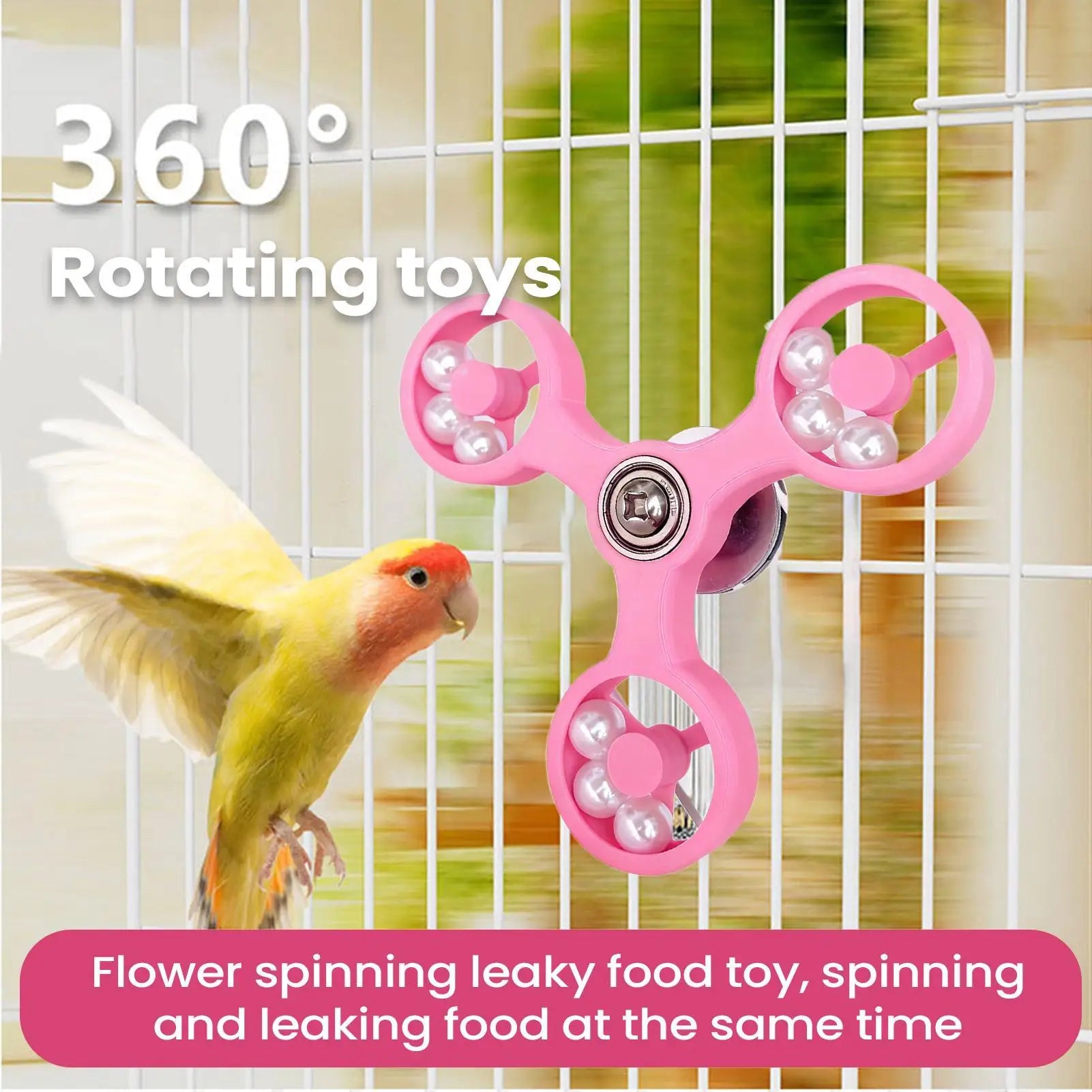 Bird Toys Interactive Rotating Spinner Wheel Cage Accessories